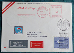 AUA  Klagenfurt  Frankfurt   1963     Air Aviation  First Flight Erstflug   #cover5323 - First Flight Covers