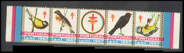 1963 IANT PORTUGAL CINDERELLA VIGNETTE  SET OF 5 BIRDS, PASSAROS 4 DIF - Erinnofilia