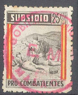 VIÑETAS - VIGNETTE - CINDERELLAS  Malaga - Subsidio Pro Combatientes - 25 Cts.- Sofima 20 Edifil 44 Spain Civil War - Erinnofilia