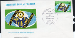 ROTARY -  BENIN - 1980 - ROTARY  ON  ILLUSTRATED  FIRST DAY COVER - Rotary, Lions Club