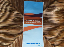 DOCUMENT COMMERCIAL  AIR FRANCE  Vente à Bord  ANNÉE 1968 - Pubblicità