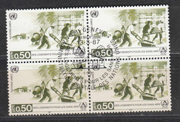 NACIONES UNIDAS 1987 - SEDE DE GINEBRA - VIVIENDAS PARA NECESITADOS - YVERT Nº 154 USADO DE FAVOR X4 - Used Stamps