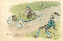 E. MONTAUT * CPA Illustrateur * Le Progrès Qui Passe ! * Automobile Voiture De Course Pilote Auto * Dos 1900 Précurseur - Sonstige & Ohne Zuordnung