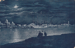 Egypte - Port-Saïd - Port Vu De Nuit - Lune - Postmarked 1907 Port-Saïd Cosnes Sur L'Allier - Port Said