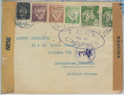 74145 - PORTUGAL - Postal History - CENSORED COVER: MADEIRA To BRITISH GUYANA - Sonstige & Ohne Zuordnung