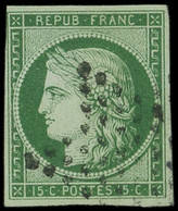 2b   15c. Vert FONCE, Obl. ETOILE, Au Filet Dans Un Angle, Sinon TB. S - 1849-1850 Ceres