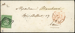 Let 2    15c. Vert, Obl. GRILLE S. LSC, Cachet Rouge Lev. De 2h1/2 Don De 4hS./L/PP, Arr. 4/9/50, TB. C - 1849-1876: Classic Period