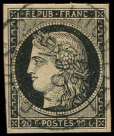 3    20c. Noir Sur Jaune Obl. Càd Très Tardif 15/10/94 Rue Taitbout, TB - 1849-1850 Ceres