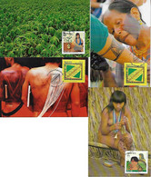 Brazil 2012 / 2014 4 Maximum Card Stamp Indigenous Peoples Of Brazil Indian Art Myths And Legends Cassava Guarana - Maximumkaarten