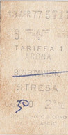 ARONA  /  STRESA - Biglietto Di 2^ Classe _ 1977 - Europe