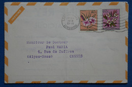 AB10 CONGO BELGE  BELLE  LETTRE  1958    LEOPOLDVILLE POUR CANNES FRANCE + PUBLICITE PUERICRINE  ++ AFFRANCH.INTERESSANT - Storia Postale