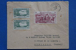 AB10 AOF COTE IVOIRE   BELLE  LETTRE   1947   ABIDJAN    POUR AURILLAC FRANCE  +AEROPHILATELIE + AFFRANCH.INTERESSANT - Storia Postale