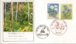 Gentianes, Fleurs Des Alpes Japonaises.Oblit. MT FUIJI West Side.Asagiri Plateau,Mt Fuji,Fujinomiya,Shizuoka Prefecture - Storia Postale