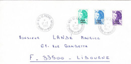 SPM - Enveloppe Avec Liberté De Gandon Surchargée Saint Pierre Et Miquelon - 0,20F - 3,20F - 10,00F - Ayant Circulé. - Cartas & Documentos