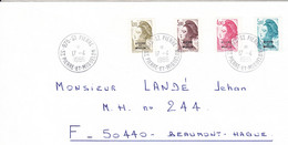 SPM - Enveloppe Avec Liberté De Gandon Surchargée Saint Pierre Et Miquelon - 1,00F, 3,00F, 4,00F, 5,00F - Ayant Circulé. - Brieven En Documenten