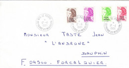 SPM - Enveloppe Avec Liberté De Gandon Surchargée Saint Pierre Et Miquelon - 0,40F, 0,50F, 2,00F, 2,20F - Ayant Circulé. - Covers & Documents