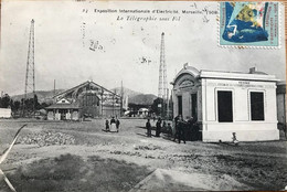 Bouches Du Rhône - Marseille - Exposition Internationale D'Electricité - La Télégraphie Sans Fil - Carte Pour Le Vigan - Weltausstellung Elektrizität 1908 U.a.