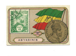 Exceptionnelle Chromo 1900s ABYSSINIE Abyssinia Coin Monnaie Drapeau Stamp Timbre Flag 65x40 Mm TB 2 Scans RARE - Altri