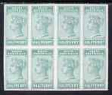 South Australia 1886 1/2d Imperf Proof Block Of 8 In Blue-green Unwatermarked U/m As SG 182 - Mint Stamps