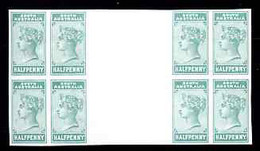 South Australia 1894 1/2d Green Imperf Colour Proof Block Of 8 With Inter-paneau Gutter U/m - Ungebraucht