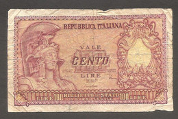 Italia - Biglietto Di Stato Da 100£ Circolato "Italia Elmata" P-92b - 1951 #17 - 100 Lire