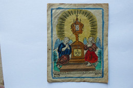 Oude Devotieprent - 18e Eeuw - Met De Hand Ingekleurd - Perkament Papier - Gistel - Mei 1832 - Eerste Communie - Religion & Esotérisme