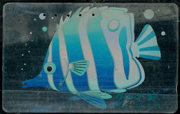 JAPAN 1989 PHONECARD FISH SILVER CARD USED VF!! - Poissons