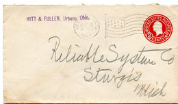 1920 2 Cent Cover From HITT & FULLER Urbana Ohio To Sturgis Mich. - 1901-20