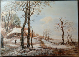 Merveilleux Paysage D'hiver Néerlandais, RJJ De Munnink, 1983/ Wonderful Dutch Winter Landscape, RJJ De Munnink, 1983 - Huiles