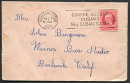 CUBA - N° 176 / LETTRE AVEC O.M. DE LA HAVANE LE 7/7/1927 AVEC THEME SUR LE SUCRE , POUR LES USA . TB - Covers & Documents