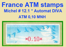 Frankreich France ATM 12.1 / 0,10 F Xx / Diva Distributeurs Automatenmarken Etiquetas Automatic Stamps - 1990 Type « Oiseaux De Jubert »