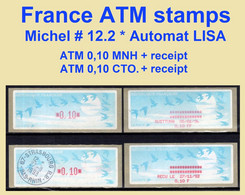 Frankreich France ATM 12.2 / 2x 0,10 F Xx/oo + Reçu / Lisa Distributeurs Automatenmarken Etiquetas Automatic Stamps - 1990 « Oiseaux De Jubert »