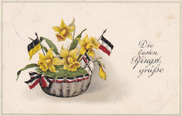 AK Die Besten Pfingstgrüße - Blumen Fahnen - Patriotika - Feldpost 1918  (57591) - Pentecôte