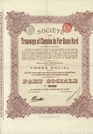Titre Ancien - Société Des Tramways Et Chemins De Fer Rome Nord - Titre De 1913 - N° 39280 - Spoorwegen En Trams