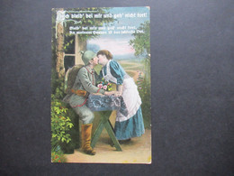 DR Feldpost AK 1. WK 1915 Tagesstempel Munster (Lager) 14.10.1915 AK Ach Bleib Bei Mir Und Geh Nicht Fort Kriegsromantik - Guerre 1914-18