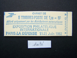 2155-C1a CARNET DATE DU 20.8.8? FERME 5 TIMBRES SABINE DE GANDON 1,60 ROUGE PHILEXFRANCE 82 - Modernes : 1959-...