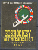1955 Ice Hockey World Championships GERMANY LABEL CINDERELLA VIGNETTE Krefeld Köln Dortmund Düsseldorf FLAG - Hockey (sur Glace)