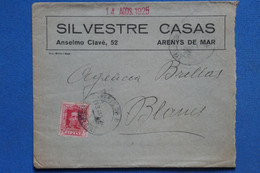 AB11 ESPAGNE  BELLE LETTRE  1925  ARENYS   POUR BLANES FRANCE+ AFFRANCH. MECANIQUE INTERESSANT - Covers & Documents