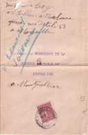 1907 - SEMEUSE YVERT N°129 II SEUL Sur IMPRIME Sous BANDE De MARSEILLE => MONTPELLIER - 1903-60 Säerin, Untergrund Schraffiert