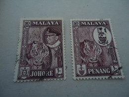 MALAY   USED   STAMPS LIONS - Malayan Postal Union