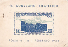 Roma 6/8 Febbraio 1954 - IX Convegno Filatelico Nazionale - Expositions
