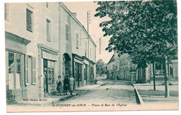 Saint Bonnet De Joux - Place Et Rue De L'Eglise   - CPA° - Gk - Other & Unclassified