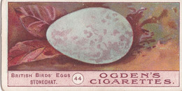 Birds Eggs 1908  - Ogdens  Cigarette Card - Original - Antique - 44 Stonechat - Ogden's