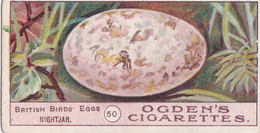 Birds Eggs 1908  - Ogdens  Cigarette Card - Original - Antique -  50 Nightjar - Ogden's