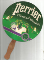 TH / Eventail ECRAN A MAIN PUBLICITAIRE PUB PERRIER Wimbledon TENNIS  WIMBUBBLEDON  FLAPPING BUBBLE Water - Habillement, Souvenirs & Autres