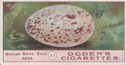 Birds Eggs 1908  - Ogdens  Cigarette Card - Original - Antique -  37 Raven - Ogden's