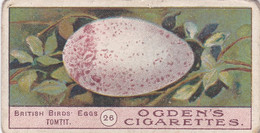 Birds Eggs 1908  - Ogdens  Cigarette Card - Original - Antique -  26 TomTit - Ogden's