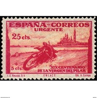 ES890SASF-L4228TESUR.Spain.Esgane .RELIGION.VENIDA DE LA VIRGEN DE EL PILAR De ZARAGOZA.URGENTE.moto.1940.(Ed 903**) - Correo Urgente