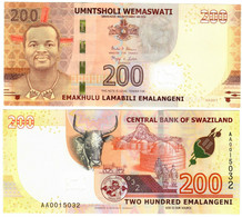 Eswatini (Swaziland) 200 Lilangeni 2017 UNC "AA" - Swasiland