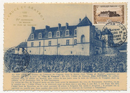 FRANCE - Carte Maximum - 30F Chateau Du Clos De Vougeot - Cote D'Or - 17/11/1951 - 1950-1959